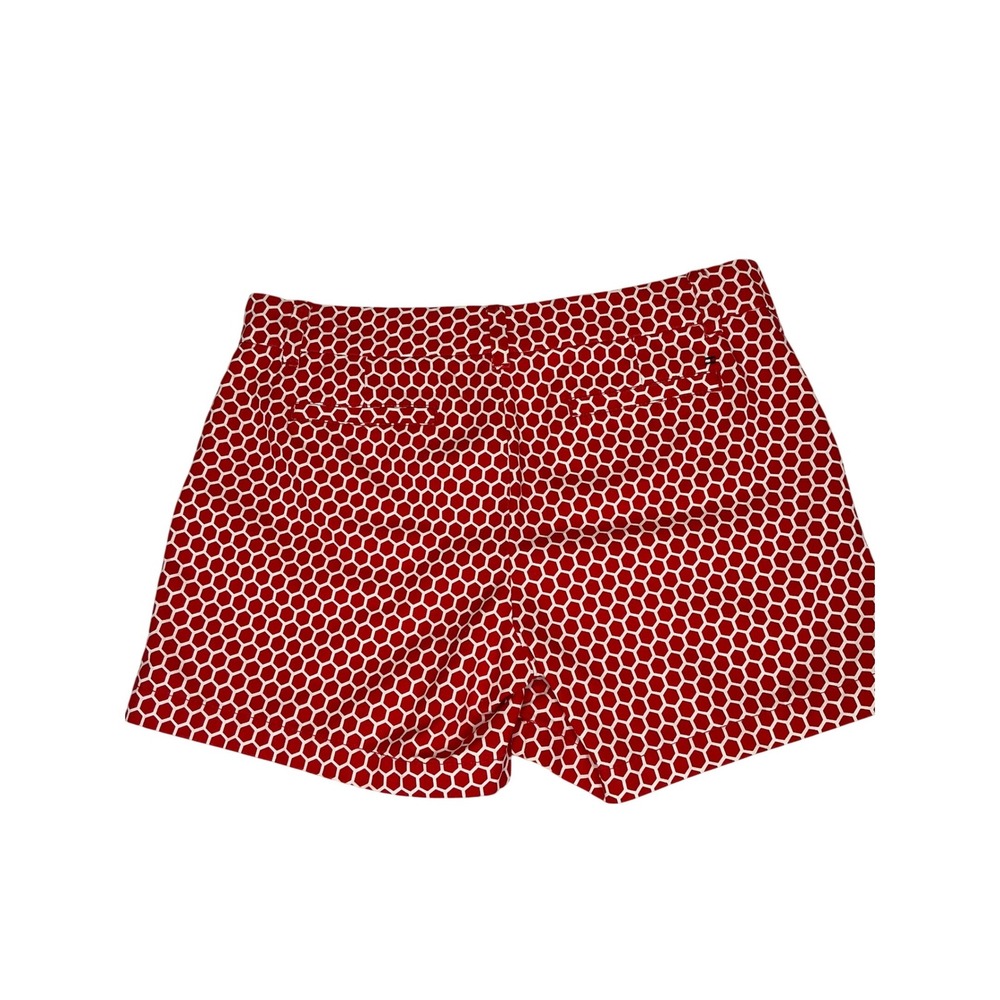Tommy Hilfiger Womens Red White Honeycomb Geometric Chino Shorts Size 6 - Picture 4 of 10